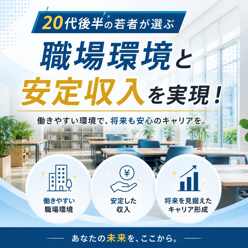 20代後半の若者が選ぶ、職場環境と安定収入を実現！